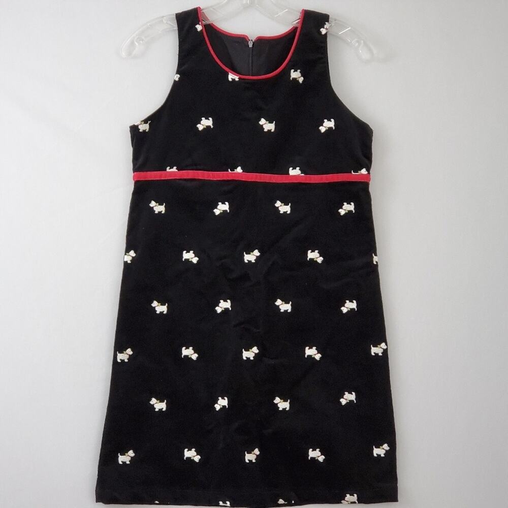 Vintage Hartstrings Girls Scottie Dog Dress Size 14 Black Scottish Terrier